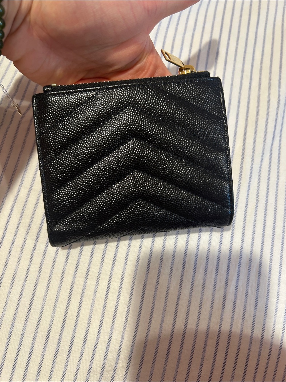 Saint Laurent Black Quilted Caviar Leather Card Wallet with Gold YSL - Picture 4 of 8